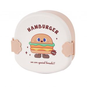 Hjlian Boite A Bento Pour Enfants, Style Dessin Anime, Compartiment Alimentaire, Boite De Rangement Portable Pour Dejeuner, Couvercle Blanc A Motif Hamburger - Neuf