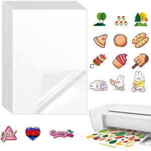 20 Pièces Feuilles Papier Autocollant Imprimante A4 21 X 29,7 CM Transparent Papier Collant Vinyle Imprimable Sticker Paper Waterproof Etiquette Transparente Autocollante pour Imprimante à Jet - Neuf