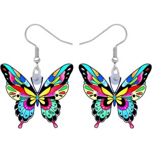 Kal-Boucles D'oreilles Papillon En Acrylique Insectes Pendentif Papillon Cadeaux Pour Femmes Filles Printemps Bijoux Papillon - Neuf