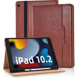 Kal-Coque Pour Ipad 9/8/7 Génération 10.2 Pouces - Ipad Air 3/Pro 10,5 Housse Cuir Pu [Réveil/Veille Automatique] Etui De Protection Avec Support Fonction Pour Ipad 2021/2020/2019, Marron - Neuf
