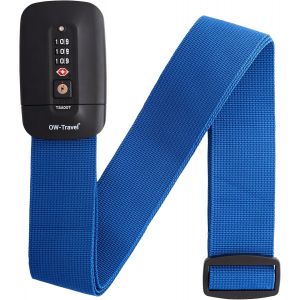 TIANYI-Sangle Valise Voyage TSA personnalisées (1 Pc Bleu Foncé) Sangle Bagage avec Etiquette Valise d'Identification. Courroie de Voyage verrouillable pour Bagage. Ceinture Valise pour Les Sacs - Neuf