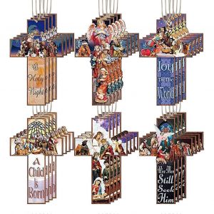 Cr&egrave;che de No&euml;l - 24 ornements en bois avec corde, d&eacute;corations religieuses chr&eacute;tiennes pour la maison - Neuf