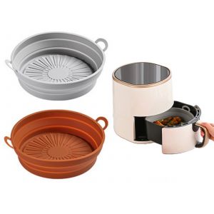 Lot De 2 Doublures En Silicone De 7,5 Pouces Pour Friteuse &Agrave; Air, Gris-Brun. - Neuf