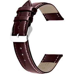 Kal-Bracelet De Montre En Cuir Véritable Brillant Pour Hommes Femmes Noir Bleu Rouge Avec Boucle Argent Or Rose 12mm 14mm 16mm 18mm 20mm 22mm - Neuf