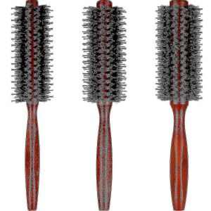 Lot De 3 Brosses Rondes En Poils De Sanglier Antistatiques,Manche En Bois Pour Tous Les Types De Cheveux Walkbee F24 - Neuf