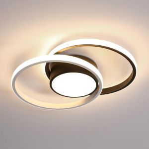 TIANYI-Plafonnier LED, Rond Lampe de Plafond 42W, Moderne Luminaire Plafonnier pour Couloir Coucher Salle de Bains Cuisine Salon, Luce Naturale 4500K, Longueur 40cm, Noir+Blanc - Neuf