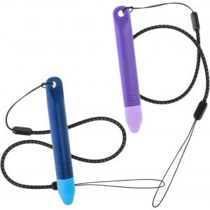 Lot de 2 stylets universels pour &eacute;crans tactiles pour enfants avec attaches, compatibles avec t&eacute;l&eacute;phones et tablettes - Bleu et violet - Neuf