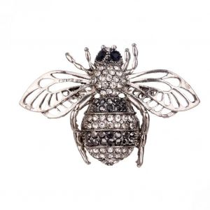 Mode Femmes Alliage Écharpe Boucle Abeille Pendentif Décoration Strass Broche (Argent) - Neuf