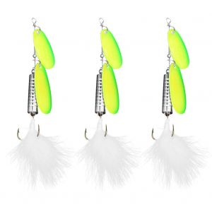Lot De 3 Leurres De Peche Artificiels En Plumes Avec Cuillere Tournante Et Hamecon Triple, Tacklegreen - Neuf