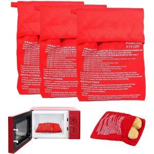 3pcs Sac Cuisson Pomme,Terre Micro Ondes Cuit Pomme,Sac Pomme De Terre,Sac De Cuisson De Pommes,Terre Au Micro-Ondes,Lavable Et Sac De Cuisson Micro-Ondes - Neuf