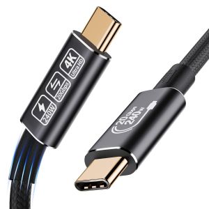 JGD-C&acirc;ble USB 3.2 Gen2, cable usb c vers usb c 1m,240W 20V/5A 20 Gbps c&acirc;ble de donn&eacute;es c&acirc;ble usb c charge rapide, Transmission vid&eacute;o 4K @ 60Hz pour tablettes, hubs, cordon usb vers usb c - Neuf