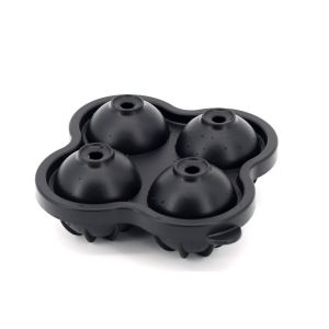 Bac À Glaçons Rond En Silicone Bac A Xl - 1 Moule En Silicone Pour 4 Glaçons - Rond Xl - Sans Bpa - Compatible Lave-Vaisselle - Noir - Neuf
