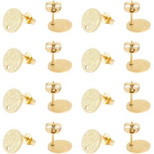 Kalhx-Lot De 30 Boucles D'oreilles Acier Inoxydable Textur&eacute;es Avec Boucles Et Dos De Boucles D'oreilles Dor&eacute;es Hypoallerg&eacute;niques Pour Boucles D'oreilles &Agrave; Faire Soi-M&ecirc;me Fabrication De Bijoux - Neuf