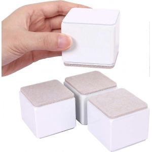 Rehausseurs de meubles de 5 cm, rehausseurs de lit de 6 cm de longueur, permettent de sur&eacute;lever de 5 cm un canap&eacute;, un lit ou une armoire, blanc carr&eacute; - Neuf