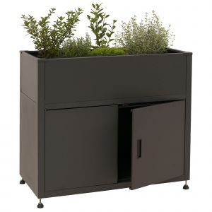Jardini&egrave;re Sur Pied Hwc-O85, Jardini&egrave;re M&eacute;tallique Sur Pied, Bac &Agrave; Fleurs, Espace De Rangement, M&eacute;tal 33 Kg 91 X 101 X 51 CmAnthracite - Neuf
