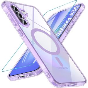 Kal-Magnétique Coque Pour Samsung Galaxy A36 5g, Coque Samsung A36 5g Avec Verre Trempé Protection Écran, Étui De Protection Antichoc Housse Case Pour Samsung Galaxy A36 (Violet) - Neuf