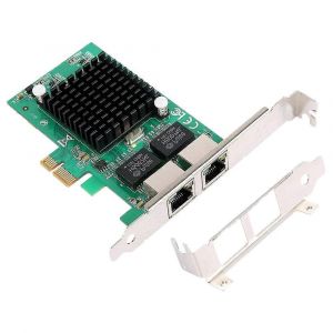 Carte contr&ocirc;leur r&eacute;seau Gigabit Ethernet PCI-E 10/100/1000 Mbit/s,RJ45 X2,double port PCIe pour serveur - Neuf