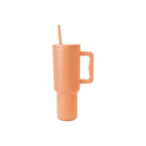 Gobelet Isotherme En Acier Inoxydable De 1,2 L (40 Oz) Avec Paille Et Couvercle - Orange - Neuf