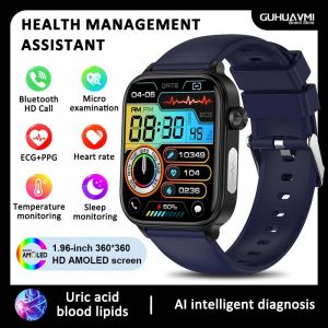 2025 nouveau pour Xiaomi lipides sanguins test d'acide uricique montre intelligente hommes ECG + PPG pression art&eacute;rielle SP02 Bluetooth appel sant&eacute; smartwatch Blue Precision Health - Neuf