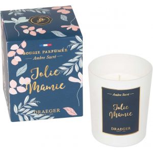Bougie Cadeau blanche Parfumée Ambre Sacré ""Jolie Mamie"" - Idée Cadeau pour Mamie, Grand-mère, Maman, Famille - Made in France - 100% Cire Végétale - 40h de combustion - Neuf