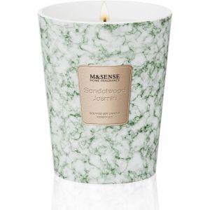 Bougie parfum&eacute;e 400g|Bois de santal Jasmin|75h de combustion |Bougie Decorative naturelles en cire de soja|Aromath&eacute;rapie relaxante|Cadeau pour femme & homme,Modern Marble Jar - Neuf