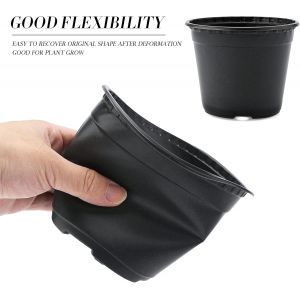 KALANKA-100 Pièces 15CM Pots de Fleurs,Pot pour Semis Exterieur,Pot Plastique Plante,Pot de Repiquage,Godets Semis pour Interieur-Noir - Neuf