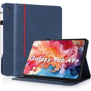Coque Pour Samsung Galaxy Tab A9 Plus 11" 2023 (Sm-X210/X216/X218) - &Eacute;tui Housse De Protection Cuir Pu Avec Fonction Support/Portefeuille Coque Tablette Samsung Tab A9+ Plus (Bleu) - Neuf