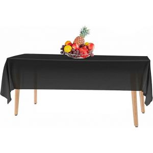 Lot de 5 nappes jetables en plastique noir de qualit&eacute; sup&eacute;rieure - 137 x 274 cm. Nappe rectangulaire en plastique - Couleur : Noir - pour une utilisation int&eacute;rieure ou ext&eacute;rieure. - Neuf