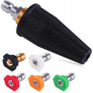 MEVRONISSHOP-Buse turbo rotative &agrave; 360&deg; pour nettoyeur haute pression 3600 PSI avec connexion rapide de 6,35 mm, 5 degr&eacute;s multiples (0,15, 25, 40, savon) Buses de nettoyeur haute pression pour b&eacute;ton - Neuf