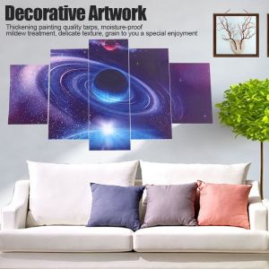 Hjlian (Sans Cadre) 5 Pieces Peintures Decoratives Murales Espace Univers Ouvre D'art Image De Couture - Neuf