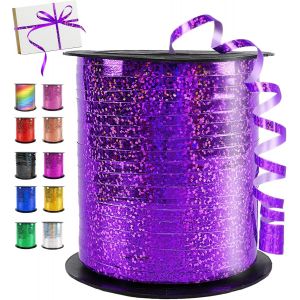 Sjzg-450m/ 500 Yards Violet Bobine Ruban Bolduc, Ruban Paquet Cadeau Pour Emballage Métallique Brillant, Rubans De Ballon Pour Accessoire De Décoration & Bricolage Et Ballon Mariage Anniversaire Et N - Neuf