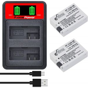 Batterie De Rechange Pour Appareil Photo Lp-E8 (2 Pi&egrave;ces) Et Chargeur Rapide Dual Pour Canon Rebel T2I,T3I,T4I,T5I,Eos 700D,550D,600D,650D,Kiss X5/X4/X6I/X7I - Neuf