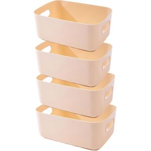 Sjzg-Bo&icirc;te De Rangement Plastique, Panier De Haute Qualit&eacute; Pour Bain Et Cuisine (Beige, 30&times;20&times;12 Cm) - Neuf