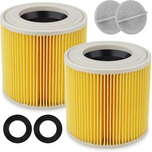 SUBZONAL-Filtre &agrave; Cartouche pour K&auml;rcher WD3/WD2, 2 x Filtre Cartouche Accessoire pour Aspirateurs WD 2200, WD 2250, WD 3300 M, WD 3500 P, A 2003, A 2004, A 2054 Me, A 2120, A 2504, A 2604, A 2656 X+ - Neuf