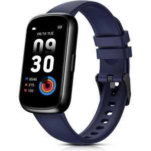 Montre Connect&eacute;e Femme, 1,47`` Bracelet Connect&eacute; Avec 24 Modes Sportifs/3atm &Eacute;tanche/Fr&eacute;quence Cardiaque/Spo2/Sommeil/Podometre, Smartwatch Petit Poignet Pour Android Ios, Bleu Nuit/Noir[Z1969] - Neuf