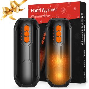 JGD-Lot de 2 Chaufferette Main Rechargeable USB avec LED,Portable Chaufrettes Reutilisable Main,6000mAh Chauffe Main Electrique de 5 R&eacute;glages de Temp&eacute;rature,Ski,Camping,Plein Air,Cadeau Homme Femme - Neuf