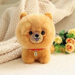 ZU Kawaii Teddy Pets Chiot moelleux r&eacute;aliste Poup&eacute;e douce Mignon Petit Chow Pomeranian Corgi Yorkie Jouets en peluche avec charme Cadeau pour fille-Chow-chow - Neuf