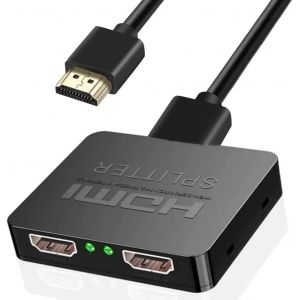 R&eacute;partiteur Hdmi 1 En 2 Sorties 4K 3D 1 Vers 2 Voies Pour Double &Eacute;cran, C&acirc;ble Hub 2 Ports Pour Ps3/4, Xbox, Sky, Dvd, Hdtv, Projecteur[Z128] - Neuf