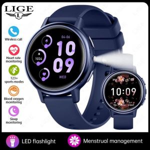 Lige Nouvelles Femmes Montre Intelligente De Luxe 1.26 ''Écran Hd Bluetooth Appel Smartwatch Dames Pleine Touche Lampe De Poche Étanche Smartwatch.Blue.Bluetooth Call Watch - Neuf