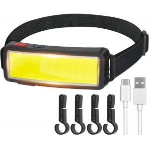 Led Lampe Frontale Torche Usb Rechargeable Cob Projecteur L&eacute;ger Imperm&eacute;able Entretien Et Construction De Voiture Lumi&egrave;re De Travail Pour Casque Cyclisme P&ecirc;che En Plein Air, Paquet De 2 - Neuf