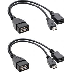 LORANKA-2 C&acirc;bles Micro USB OTG, M&acirc;le vers USB Femelle USB-OTG Adapter Micro Femelle en Y Compatible Transfert De Donn&eacute;es Clavier Souris Cl&eacute; Smartphone Tablette Android Fonction C&acirc;ble D&iquest;Alimentation - Neuf