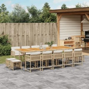 Prolenta Premium - Ensemble &Agrave; Manger De Jardin Et Coussins 15 Pcs Beige - Neuf