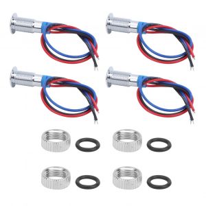 XYONG Lot de 4 voyants LED a cathode commune, composants de controle industriel, 8 mm, 110-220 V, rouge et bleu - Neuf