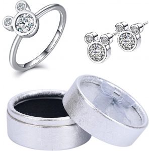 Kal-3 Pi&egrave;ces Bague Fille, Boucles D'oreilles Dames, Mignons Clous D'oreilles De Souris, Pour La D&eacute;coration De Bijoux, Les Cadeaux, Les Anniversaires, Les Soir&eacute;es Bar, Les Anniversaires(Argent) - Neuf