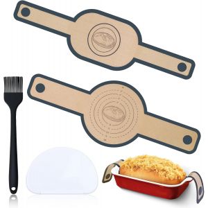 AYUHR-Lot de 2 élingues à pain en silicone avec longues poignées, tapis de cuisson, résistant à la chaleur, revêtement antiadhésif réutilisable, écharpe à pain avec grattoir à pâte et brosse en silic - Neuf