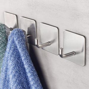 Lot De 4 Crochets Adhésifs Robustes Pour Suspendre Des Vêtements, Des Serviettes, Des Portes, Des Vêtements, Des Serviettes, Des Vêtements ... - Neuf