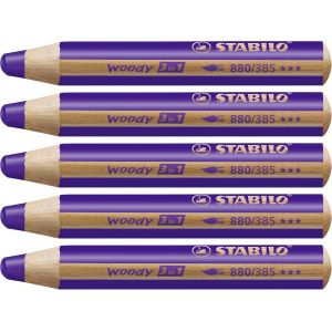 Eryi-Woody 3in1 - Crayon De Couleur - Lot X 5 Crayons De Coloriage - Violet Foncé - Neuf