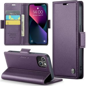 Maa-Coque Pour Iphone 13 6.1"", Étui Housse En Rfid Protection Premium Pu Cuir Portefeuille Rabat Case Magnétique Stand Antichoc, Étui Case Pour Iphone 13, Violet - Neuf