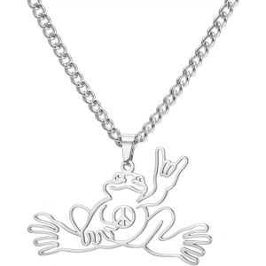 Kal-Collier Grenouille Collier Grenouille Symbole De Paix Pendentif Nature Cr&eacute;atures Des Bois Bijoux Animaux Amusants Cadeau D'anniversaire - Neuf