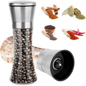 Tianyi-2 Pcs Moulins À Sel Et À Poivre, 180ml Moulin À Épices, Broyeur En Réglable, Moulin A Poivre En Acier Inoxydable, Pour Moudre Le Piment, La Cuisine - Neuf